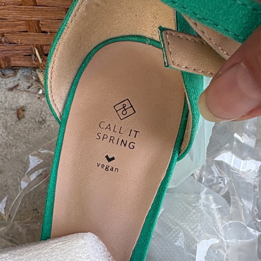 Call It Spring Green Ankle-Strap Block Heel Sandals - Picture 2 of 4